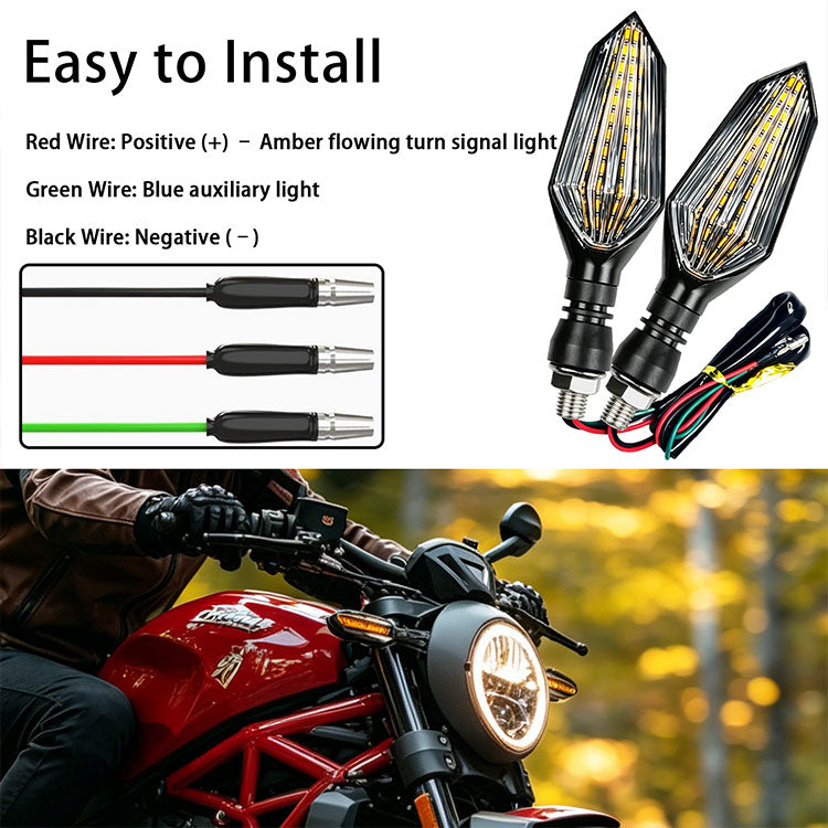 DC12V Universal LED Turn Signals - Amber Sweeping Flow Signal Lights