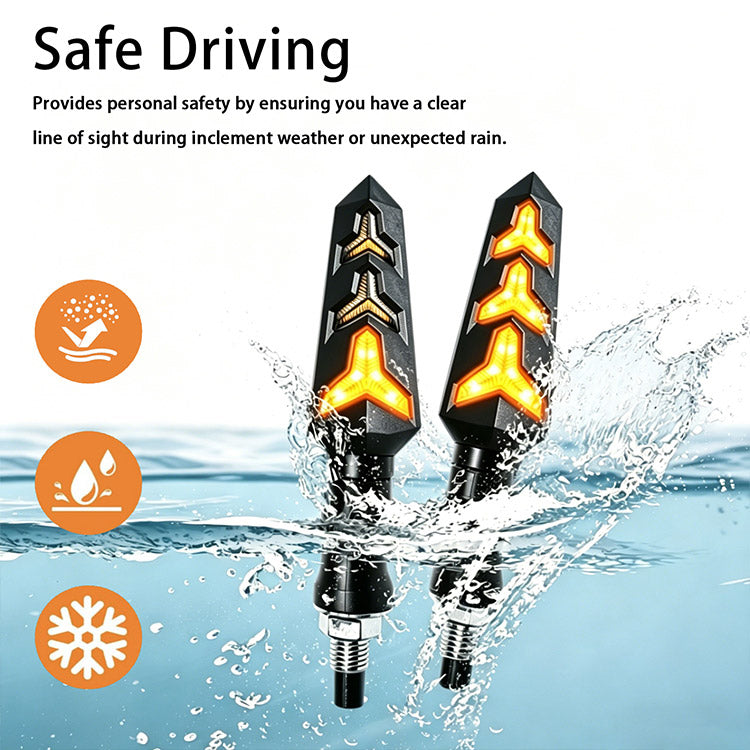 DC12V Motorcycle LED Turn Signals - Amber Flowing Light Indicators
