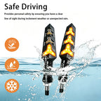 DC12V Motorcycle LED Turn Signals - Amber Flowing Light Indicators