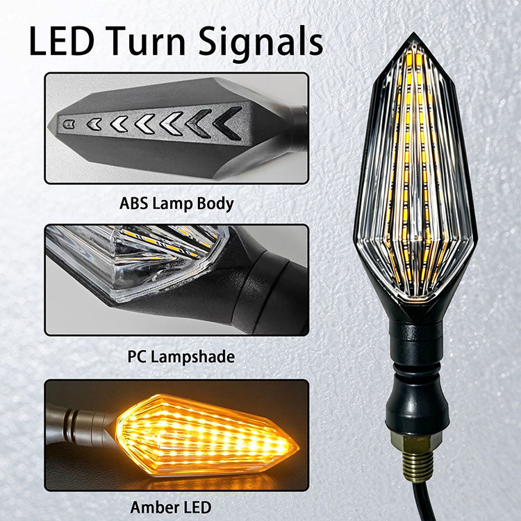 DC12V Universal LED Turn Signals - Amber Sweeping Flow Signal Lights
